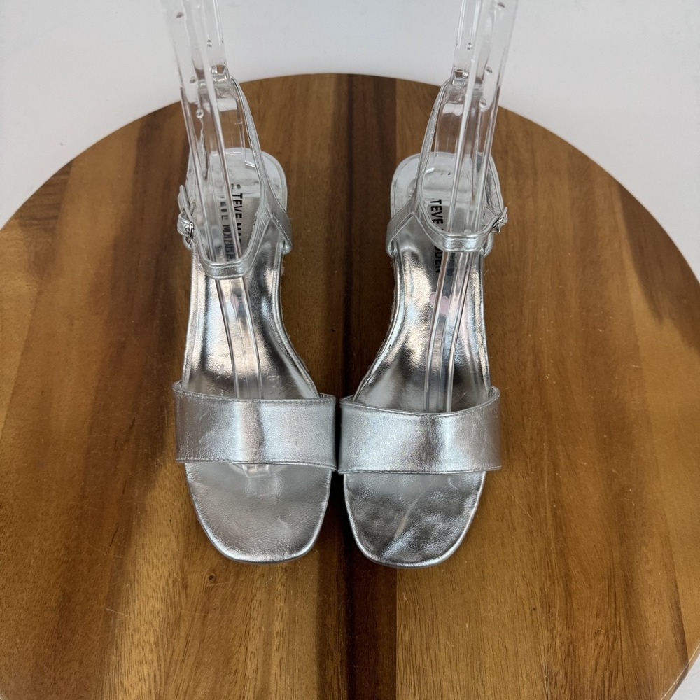 Big Kids Steve Madden JLastly Silver Espadrille Wedge Sandals Size 3 Y GUC